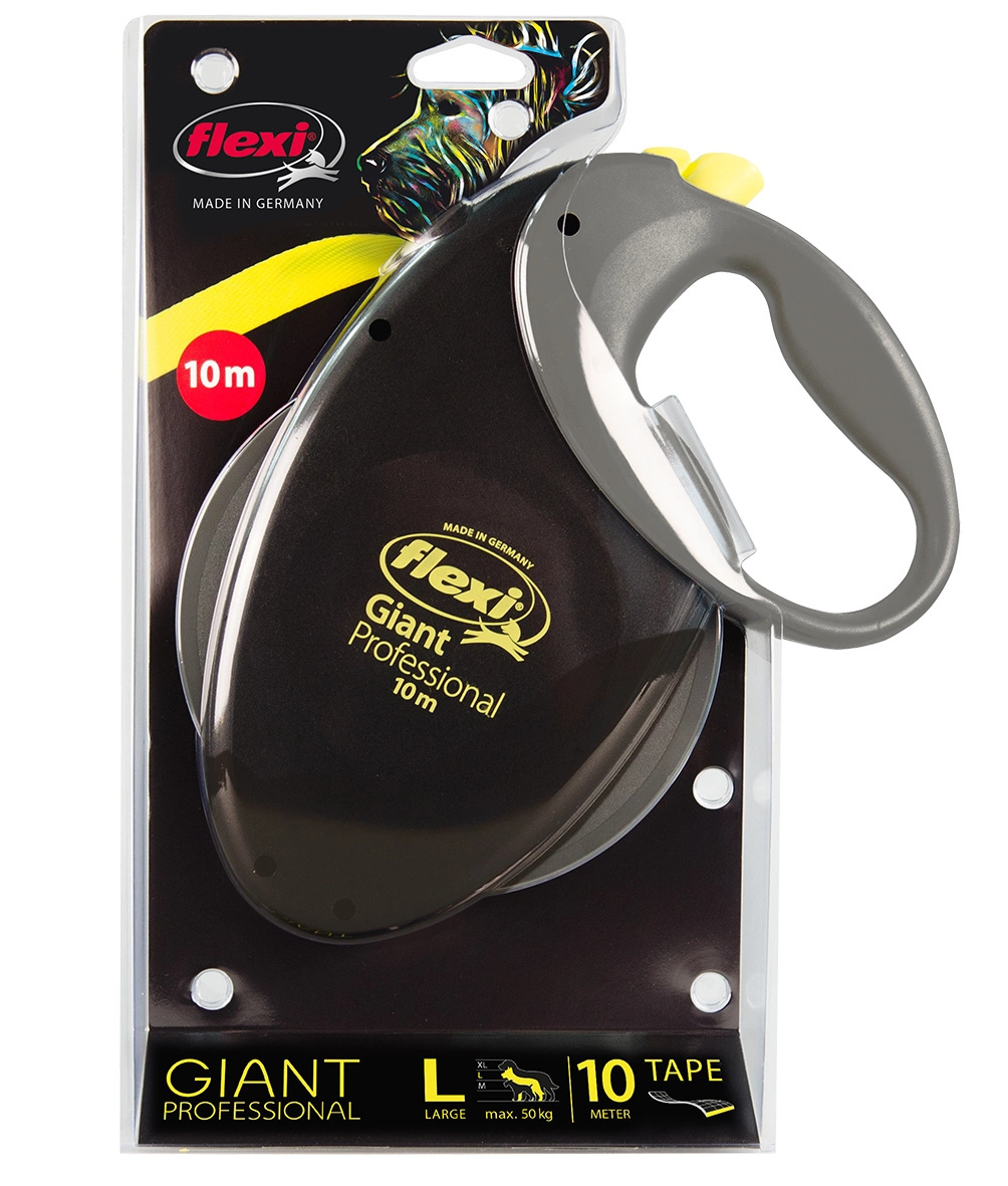Flexi Smycz Giant L Taśma 10m Do 50kg Żółty Neon