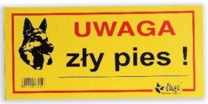 Dingo Metalowa Tabliczka Ostrzegawcza "Uwaga Zły Pies"