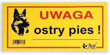Dingo Metalowa Tabliczka Ostrzegawcza "Uwaga Ostry Pies"