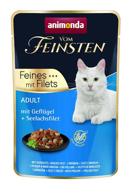 ANIMONDA Cat Vom Feinsten Adult Drób + Filet Z Mintaja Saszetka 85g