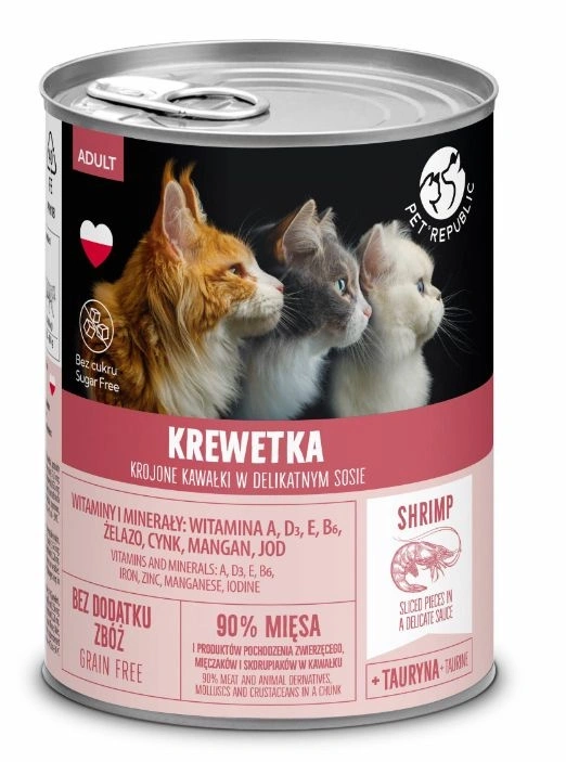PetRepublic kawałki w sosie z krewetką 400g dla kota