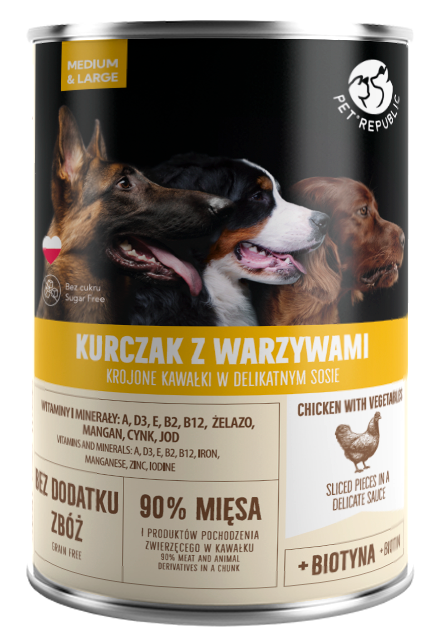 PetRepublic Kawałki W Sosie Z Kurczakiem I Warzywami 800 G