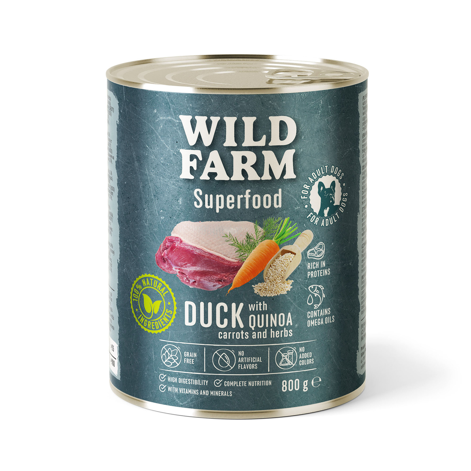 Wild Farm Superfood Kaczka – mokra karma z komosą i marchewką 800g