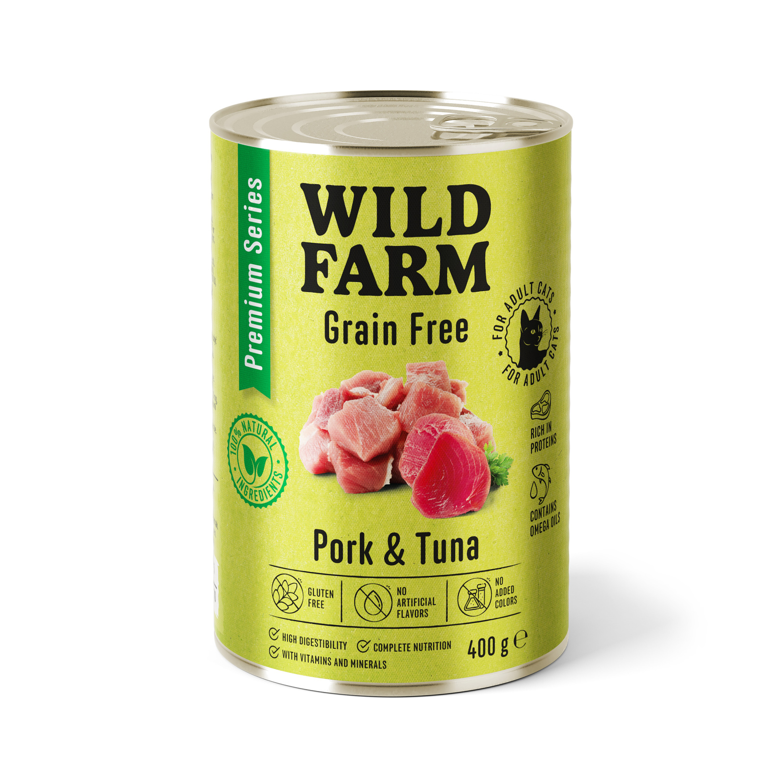 WILD FARM Premium Grain Free Pork and Tuna 400g - bezzbożowa karma dla kota