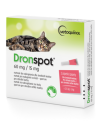 VETOQUINOL Dronspot krople odrobaczające spot-on dla średnich kotów 2,5-5 kg (2 x 0,7 ml)