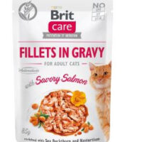 Brit Care Cat Pouches Filets In Gravy With Savory Salmon Enriched With Sea Buckthorn And Nasturtium 85g