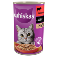 WHISKAS Mokra Karma Dla Kota 1+ Z Wołowiną W Sosie 400g
