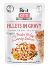 Brit Care Cat Pouches Fillets In Gravy With Tender Turkey & Savory Salmon 85g