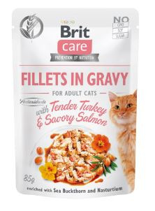 Brit Care Cat Pouches Fillets In Gravy With Tender Turkey & Savory Salmon 85g