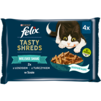 Felix Tasty Shreds Karma Dla Kota Z Łososiem I Tuńczykiem W Sosie 4x80g