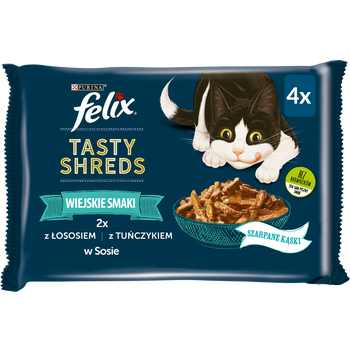Felix Tasty Shreds Karma Dla Kota Z Łososiem I Tuńczykiem W Sosie 4x80g