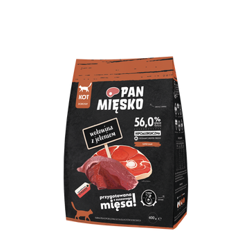 PAN MIĘSKO Sucha karma dla kota – Wołowina z jeleniem, 400 g