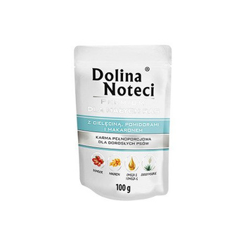 Dolina Noteci Premium Dla Psów Małych Ras Z Cielęciną, Pomidorami I Makaronem 100g
